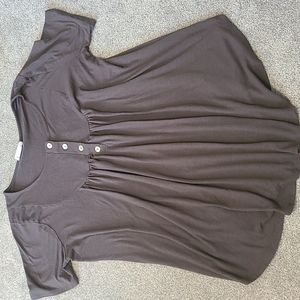 Gray Cotton Blouse with Button Details